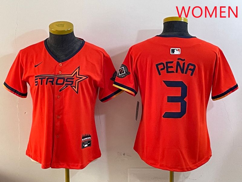 Women Houston Astros Blank #3 Pena Three generations Joint Name 2025 Nike MLB Jersey style 1->women mlb jersey->Women Jersey